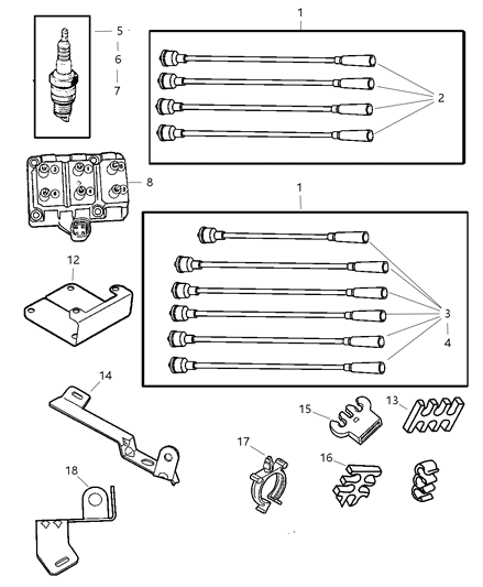 1997 Dodge Caravan Spark Plugs, Ignition Cables And Coils Diagram