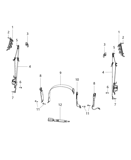 2014 Ram 2500 Seat Belts - Front, Mega Cab Diagram