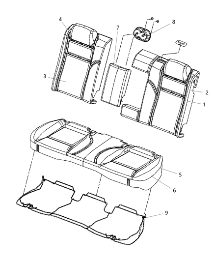 2011 Dodge Challenger Rear Seat Back Cover Right Diagram for 1UV58GGLAA