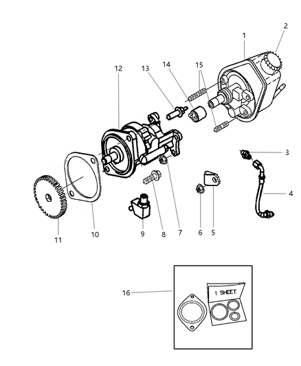 2001 Dodge Ram 1500 Power Steering Pump & Mounting Diagram 2