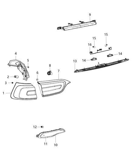 2016 Jeep Cherokee Lamps - Rear Diagram