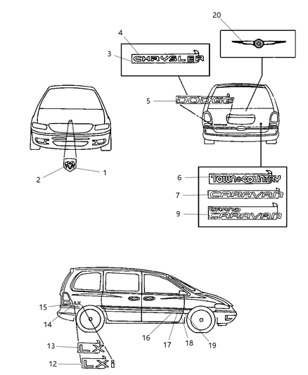 2000 Dodge Caravan Nameplates Diagram