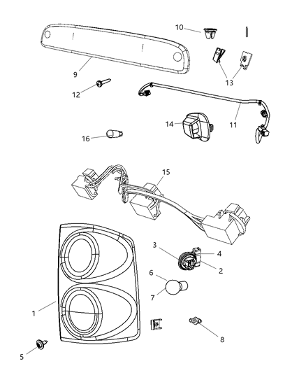 2009 Dodge Dakota Lamp-Tail Stop Backup Diagram for 55077604AD