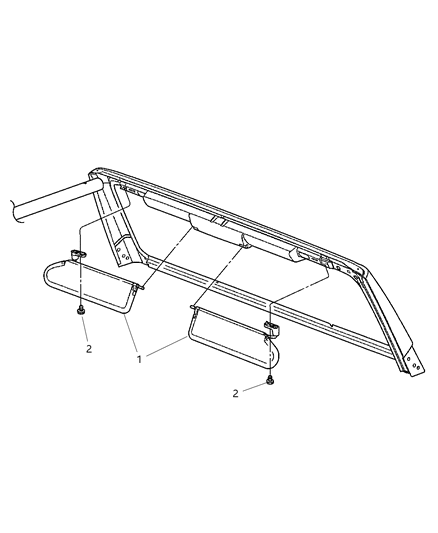 2003 Jeep Wrangler Visor Diagram for 5HD801X9AB