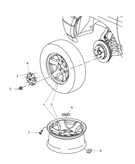 2007 Dodge Ram 2500 Wheels & Hardware Diagram