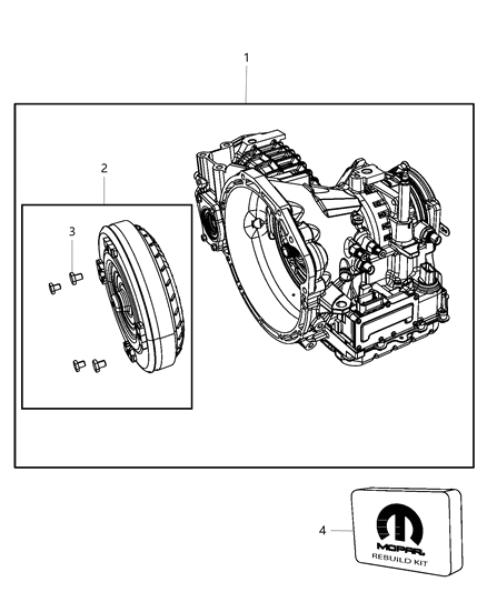 2008 Chrysler Sebring TRANSAXLE-With Torque Converter Diagram for 68044668AA