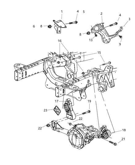 2003 Dodge Ram 1500 Engine Mounting, Front Diagram 1