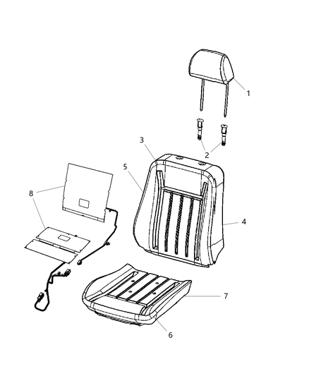 2014 Dodge Challenger HEADREST-Front Diagram for 5RU27MC8AA