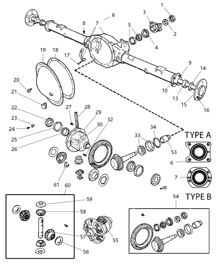 2007 Dodge Dakota Axle, Rear, With Differential And Housing Diagram 2