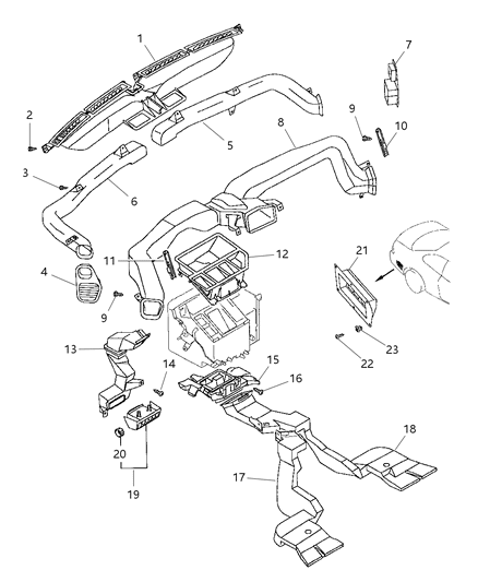 1998 Chrysler Sebring Coupe Ducts & Outlets Diagram