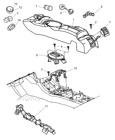 2005 Chrysler PT Cruiser Console-Floor Diagram for RK06XDVAG