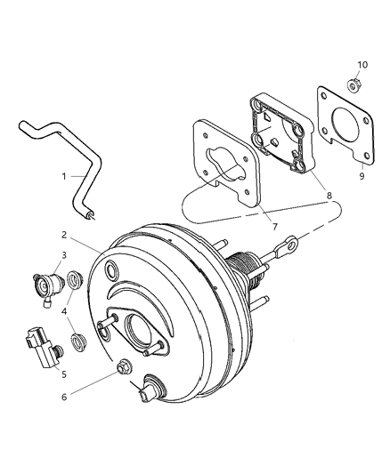 2008 Dodge Durango Hose-Brake Booster Vacuum Diagram for 52010498AB