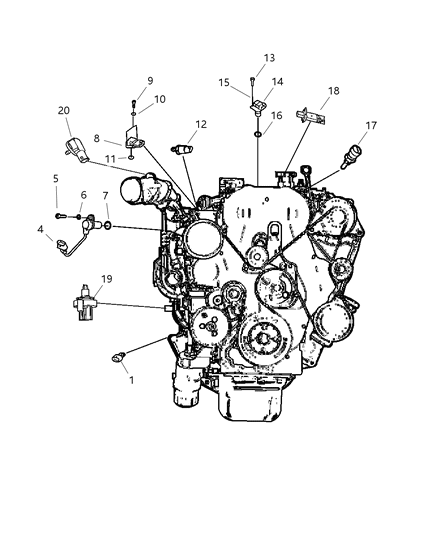 2005 Jeep Liberty Sensors - Engine Diagram 1