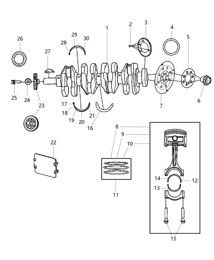 2007 Chrysler Sebring Piston-A-Size Diagram for 5191340AA