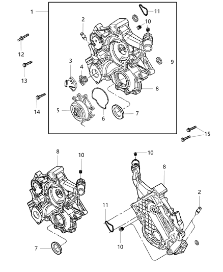 2007 Chrysler Aspen Timing Chain Package & Guides & Cover & Mounting Diagram 1