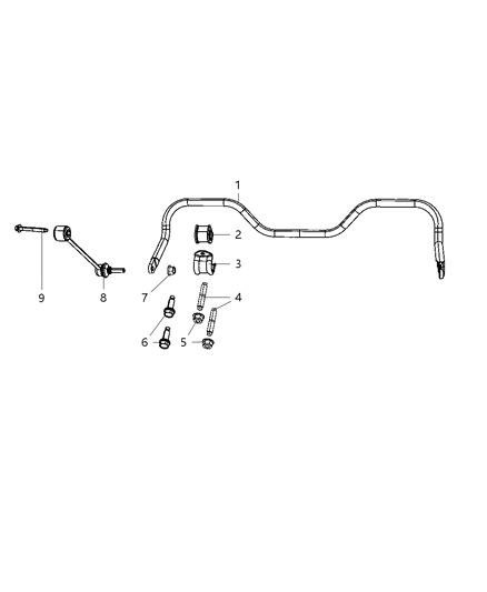 2010 Jeep Liberty BUSHING-STABILIZER Bar Diagram for 68044690AA