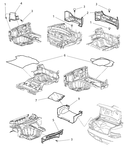 2002 Chrysler Sebring Carpet-Luggage Compartment Diagram for RF57VXLAD