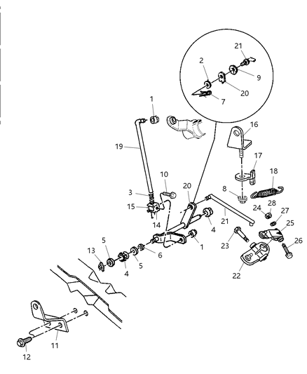 1997 Dodge Ram 1500 Rod-Gear Shift Control Diagram for 52077621