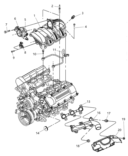 2002 Jeep Liberty Manifolds , Intake & Exhaust Diagram 2