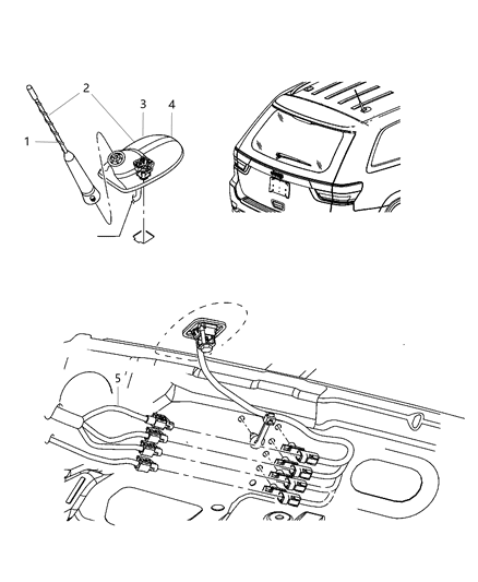 2012 Jeep Grand Cherokee Antenna-Base Cable And Bracket Diagram for 5064771AC