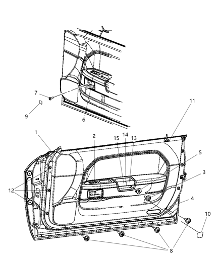 2013 Dodge Challenger Front Door Trim Panel Diagram