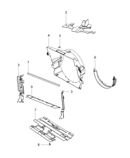 2020 Ram 3500 Radiator Seals, Shields, & Baffles Diagram