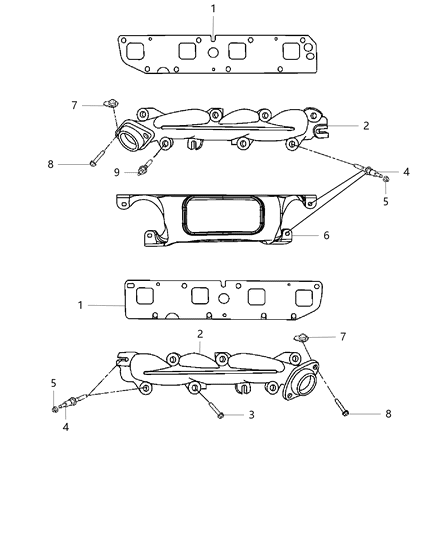 2012 Ram 2500 Exhaust Manifolds & Heat Shields Diagram 2