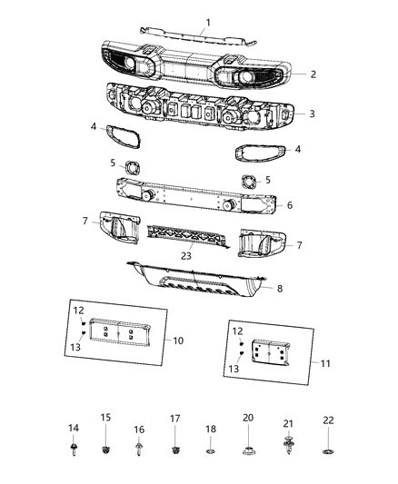 2018 Jeep Wrangler Beam-Front Bumper Diagram for 68293716AB