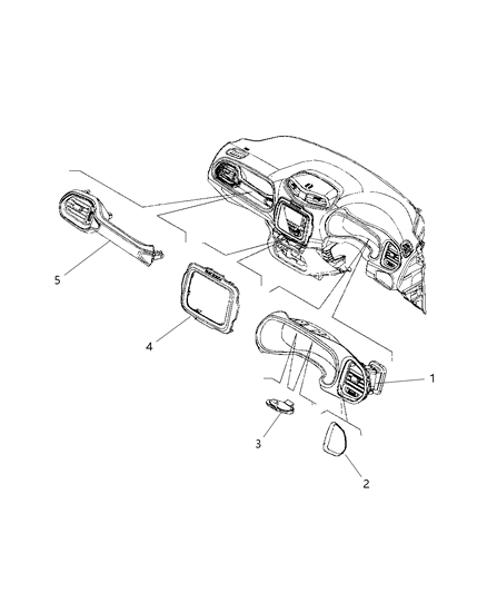 2016 Jeep Renegade Instrument Panel Trim, Upper Diagram 2