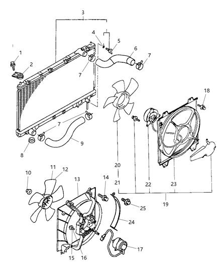 1998 Dodge Avenger Radiator & Related Parts Diagram