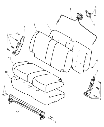 2003 Jeep Wrangler Rear Seat Cushion Cover Diagram for XU271J3AA