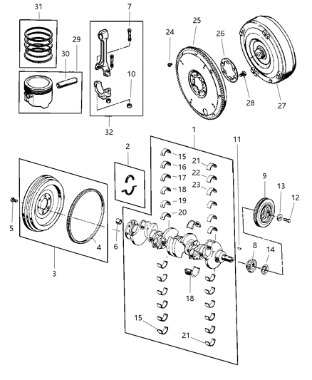 1997 Jeep Cherokee Crankshaft , Piston & Torque Converter Diagram 3