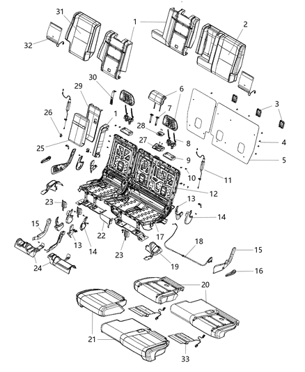 2015 Jeep Grand Cherokee HEADREST-Second Row Diagram for 1UP68DX9AA