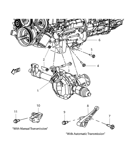 2011 Dodge Dakota Engine Mounting Left Side Diagram