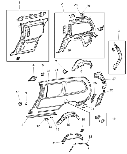 1997 Chrysler Town & Country Pad-Quarter Panel Diagram for 4860233
