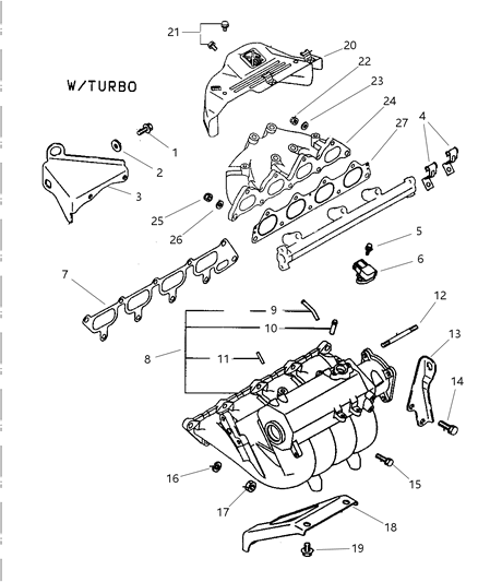 1997 Dodge Avenger Manifolds - Intake & Exhaust Diagram 1