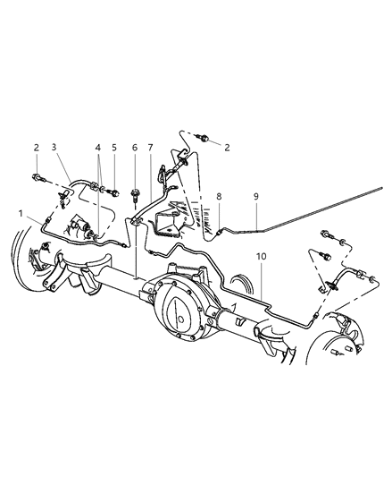 2001 Jeep Grand Cherokee Rear Brake Lines & Hoses Diagram