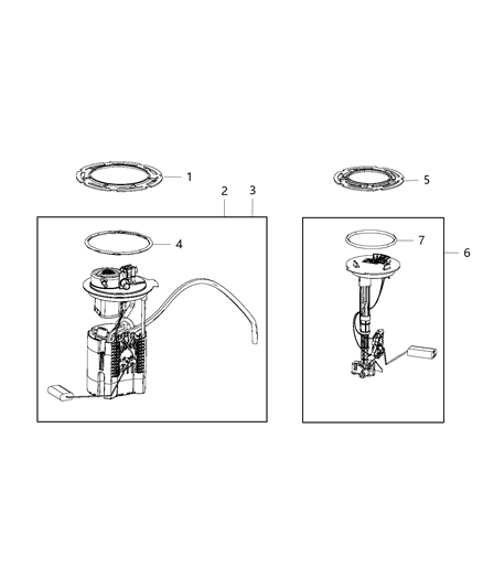 2020 Jeep Cherokee Fuel Pump Module Kit/Level Unit Diagram for 68433941AA