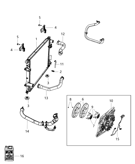 2012 Dodge Charger Radiator & Related Parts Diagram 1