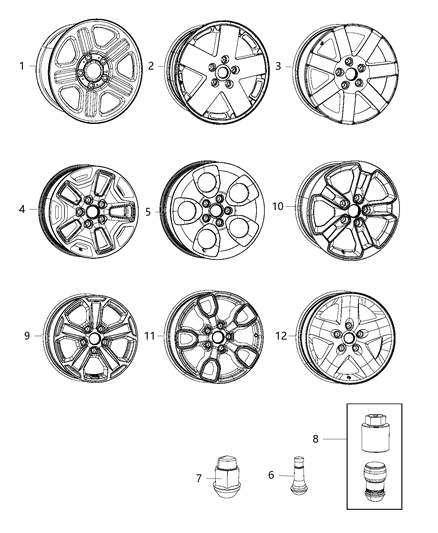2018 Jeep Wrangler Aluminum Wheel Diagram for 1TK93AAAAC