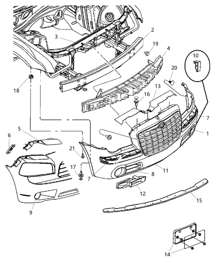 2009 Chrysler 300 Front Bumper Cover Diagram for 4806112AD