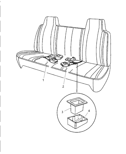 1999 Dodge Ram 2500 Regular Cab Belts - Lap Bench Seat Diagram