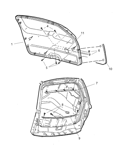 2004 Jeep Grand Cherokee Liftgate Panel And Scuff Plate Diagram