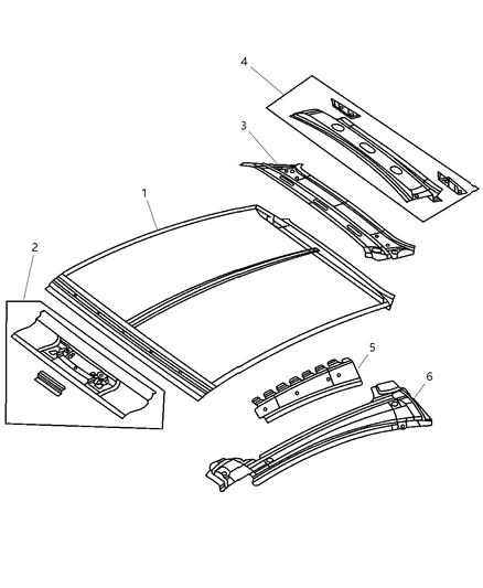 2007 Chrysler Crossfire Roof Diagram for 5101672AA