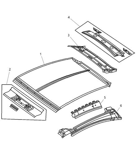 2007 Chrysler Crossfire Roof Panel Diagram