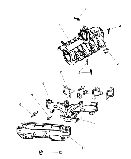 2001 Dodge Dakota Manifolds - Intake & Exhaust Diagram 3