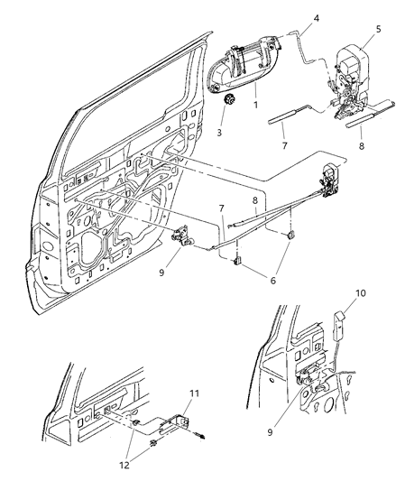 2000 Dodge Durango Door, Rear Lock & Controls Diagram