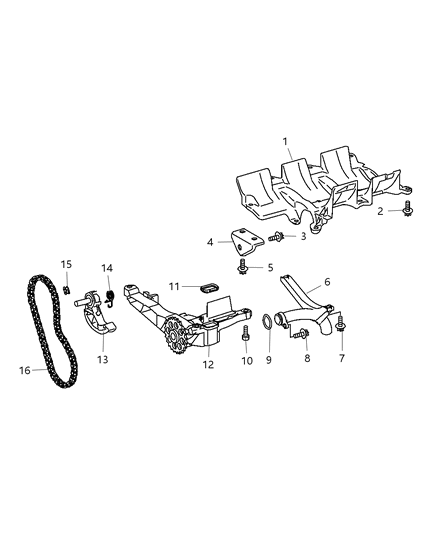 2007 Dodge Sprinter 2500 Oil Pump , Pan , Filter & Oil Cooler & Oil Filler Neck & Oil Indicator Diagram 4