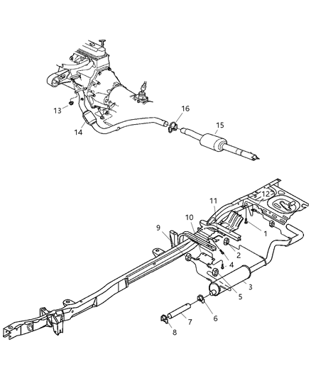 2001 Dodge Dakota Clamp-Exhaust Diagram for 52001860AB