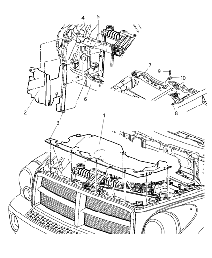 2006 Dodge Durango Radiator Closure & Air Deflector Diagram